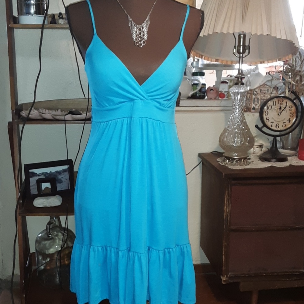 Hypnotized spaghetti strap/ruffle bottom dress MED